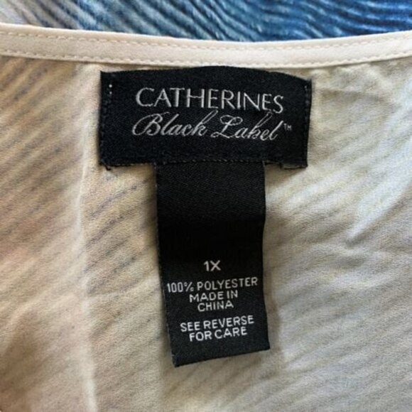 Catherines Black Label Women Plus Size 1X Multicolor Artsy Boho V Neck Blouse - Picture 4 of 5